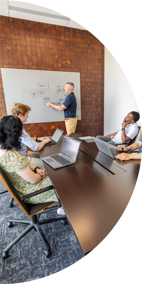 Semicircle with someone instructing a class